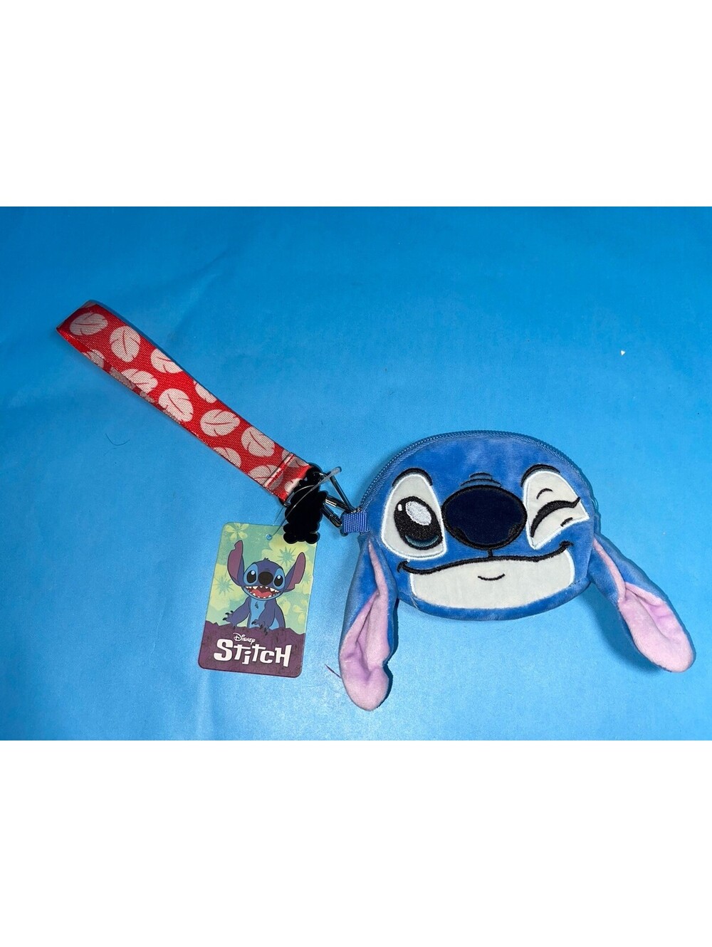 Disney Lilo & Stitch Plush Coin Purse Wristlet Bioworld Blue New w Tags